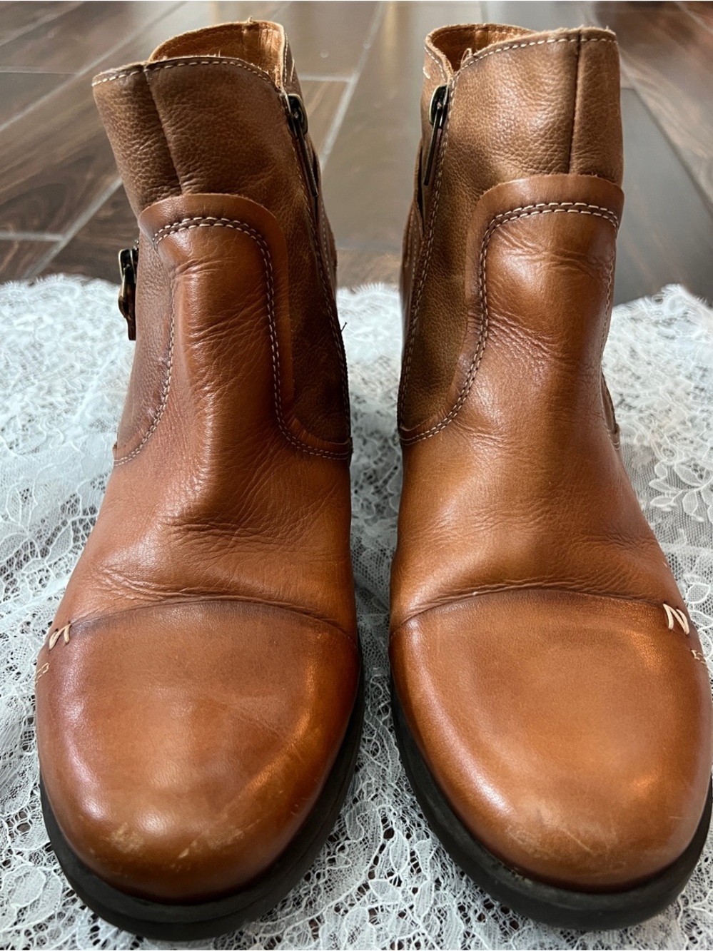 PIKOLINOS Cognac Leather Side-Zip Ankle Booties